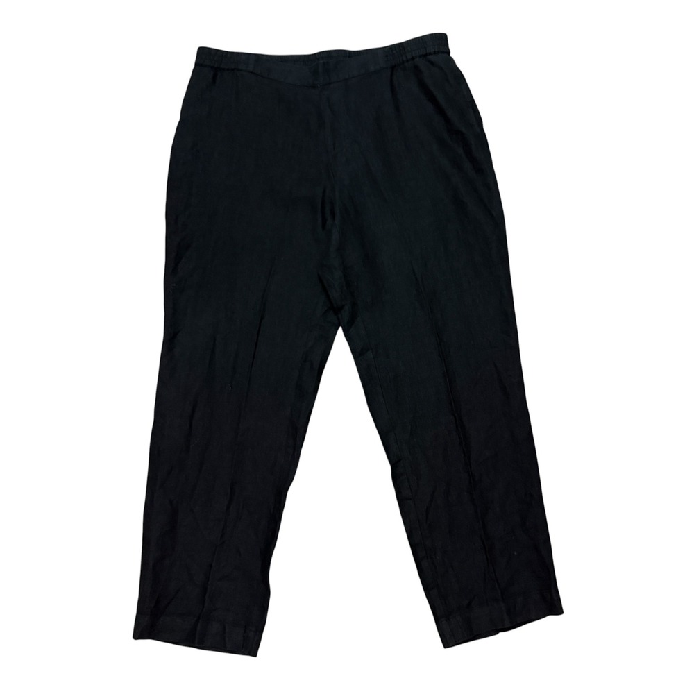 J.Jill Love Linen Pants Women 1X Black Elastic Waist Pockets Minimalist Casual